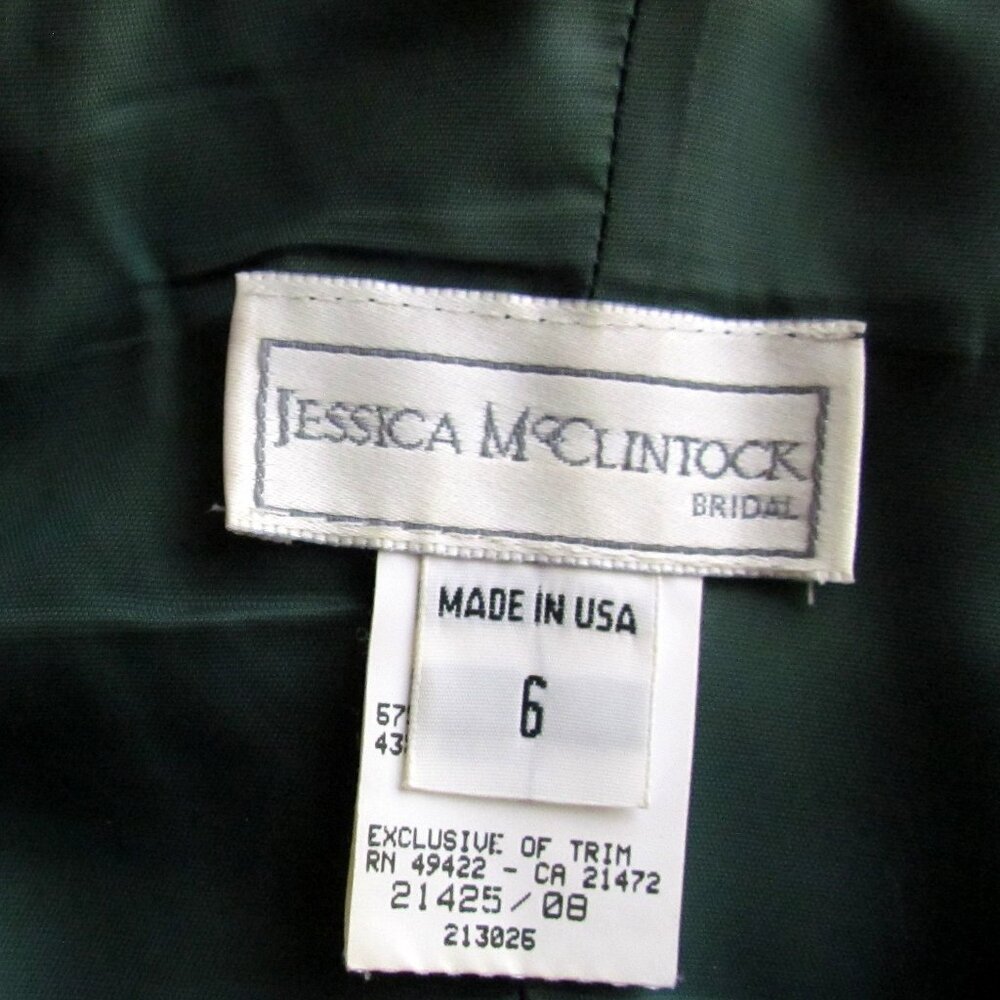JESSICA McCLINTOCK BROCADE DRESS, 6, DARK GREEN OFF-SHOULDER ROMANTIC VINTAGE - Picture 13 of 13